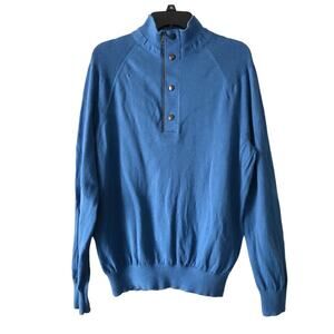 Banana Republic Blue Snap Quarter Zip Lightweight Pullover Long Sleeve Sweater